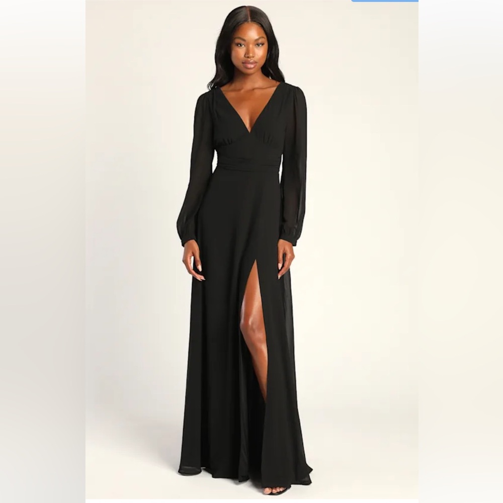NWT Lulus Love You So Black Long Sleeve Maxi Dress